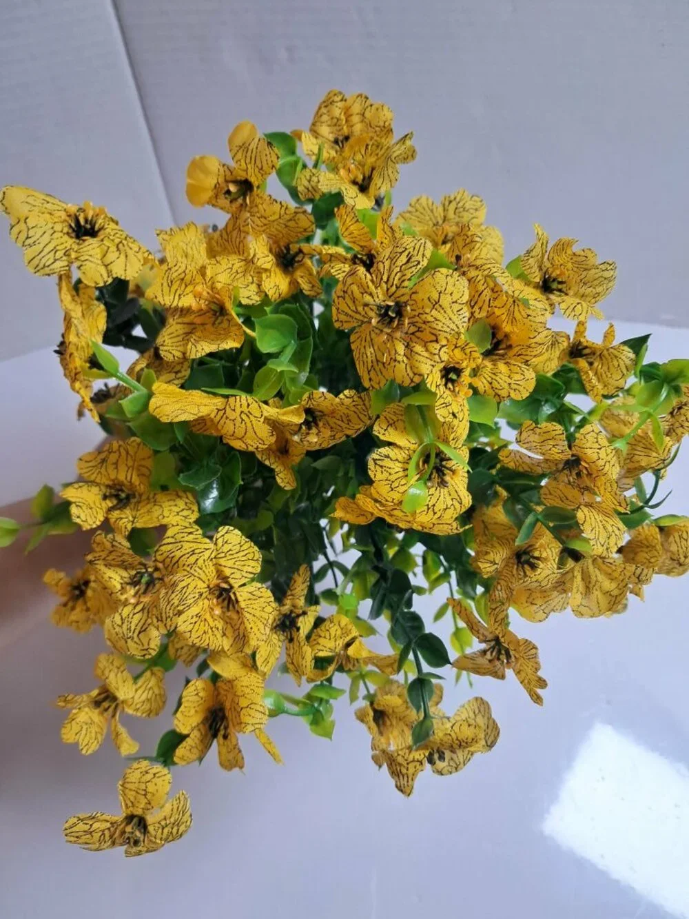 3 Bundles Artificial Yellow Flowers Green Leaves Floral Home Decor
